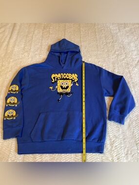 SpongeBob SquarePants Hoodie Youth L10/12 Blue Graphic Pullover CartoonNickelode